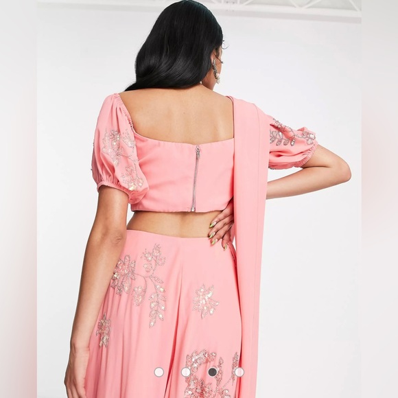 Lehenga crop top & maxi skirt plus scarf! Size 2 in pink! - Picture 4 of 8
